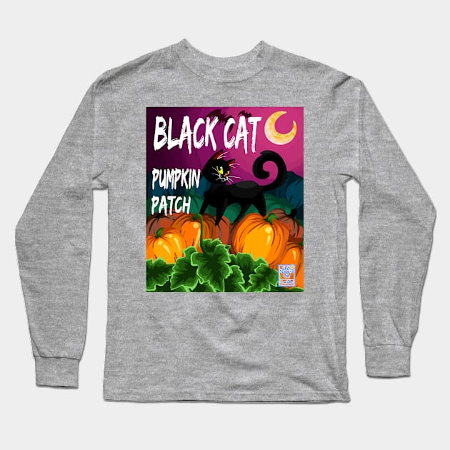 Black Cat Pumpkin Patch With Words Long Sleeve T-Shirt by Snuggiepug